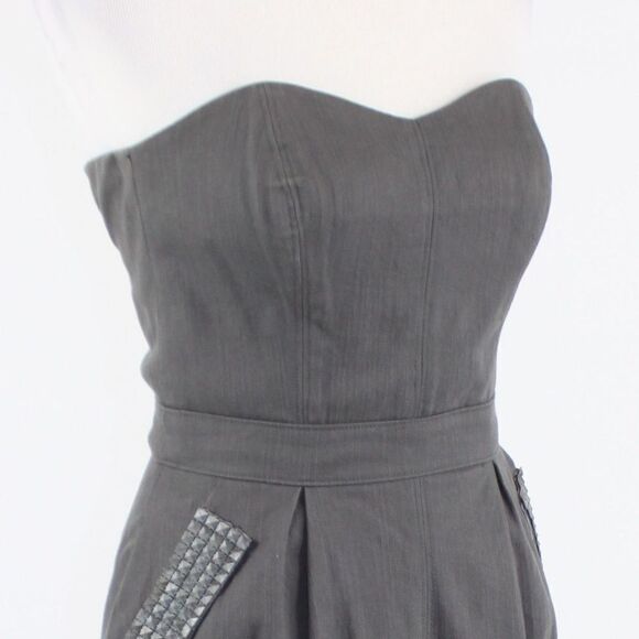Badgley Mischka gray denim dress 2 - Picture 4 of 8